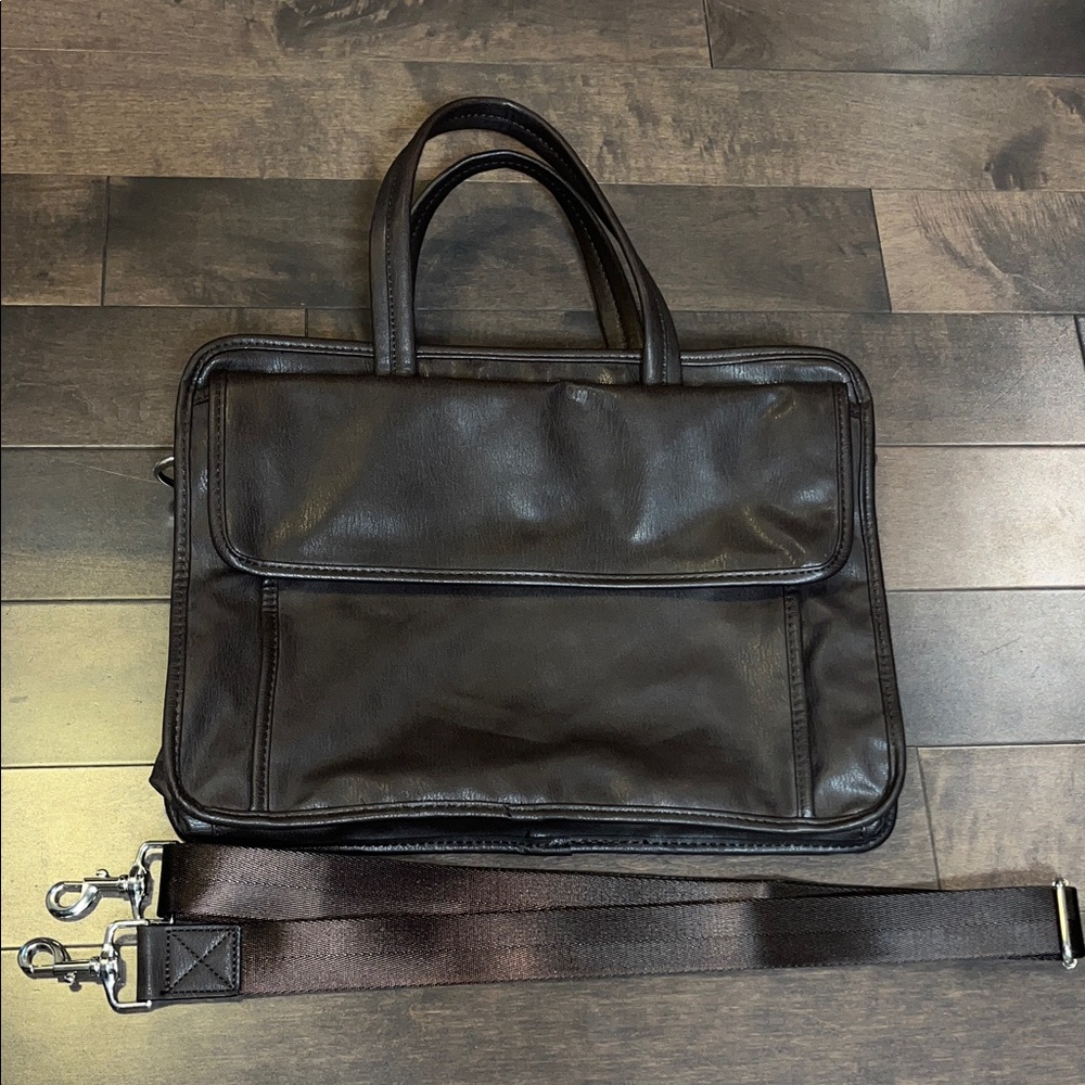 Zara Man Elegant Brown Faux Leather Laptop Bag